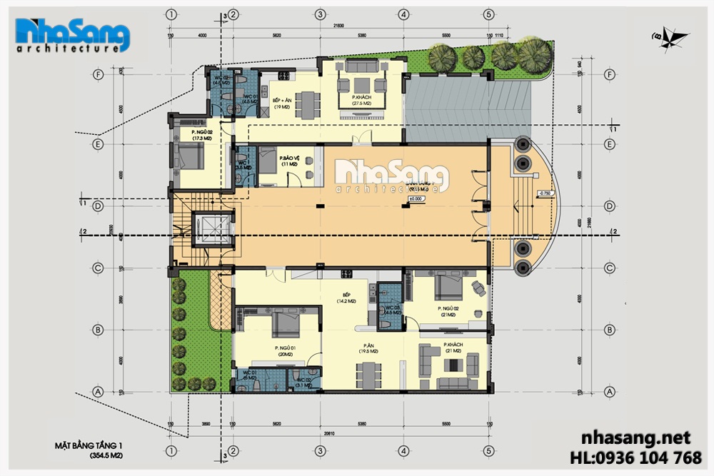 công năng tầng 1 căn hộ cho thuê